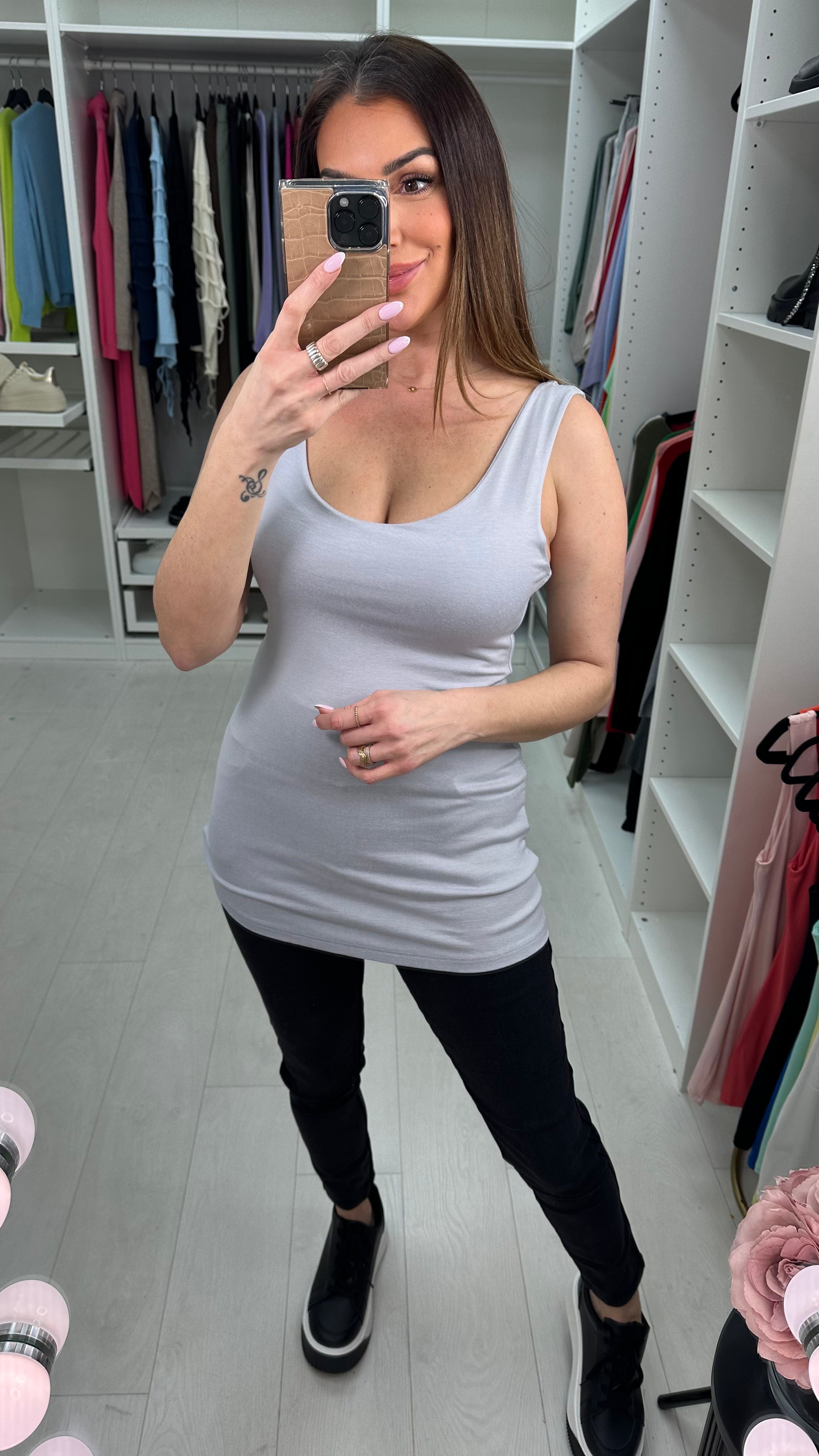 Rilah Square Neck Jersey Vest Top