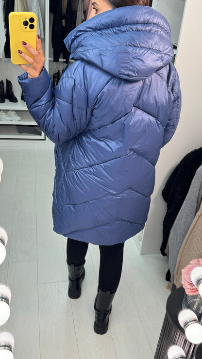 Ally Plain Chevron Design Padded Coat