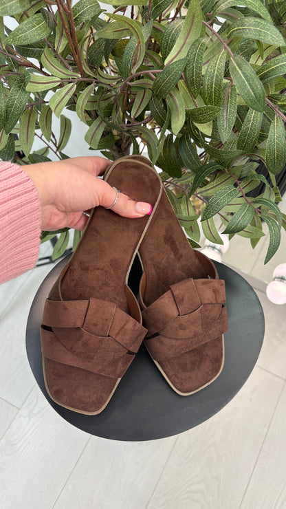 Khloe Faux Suede Flat Sliders