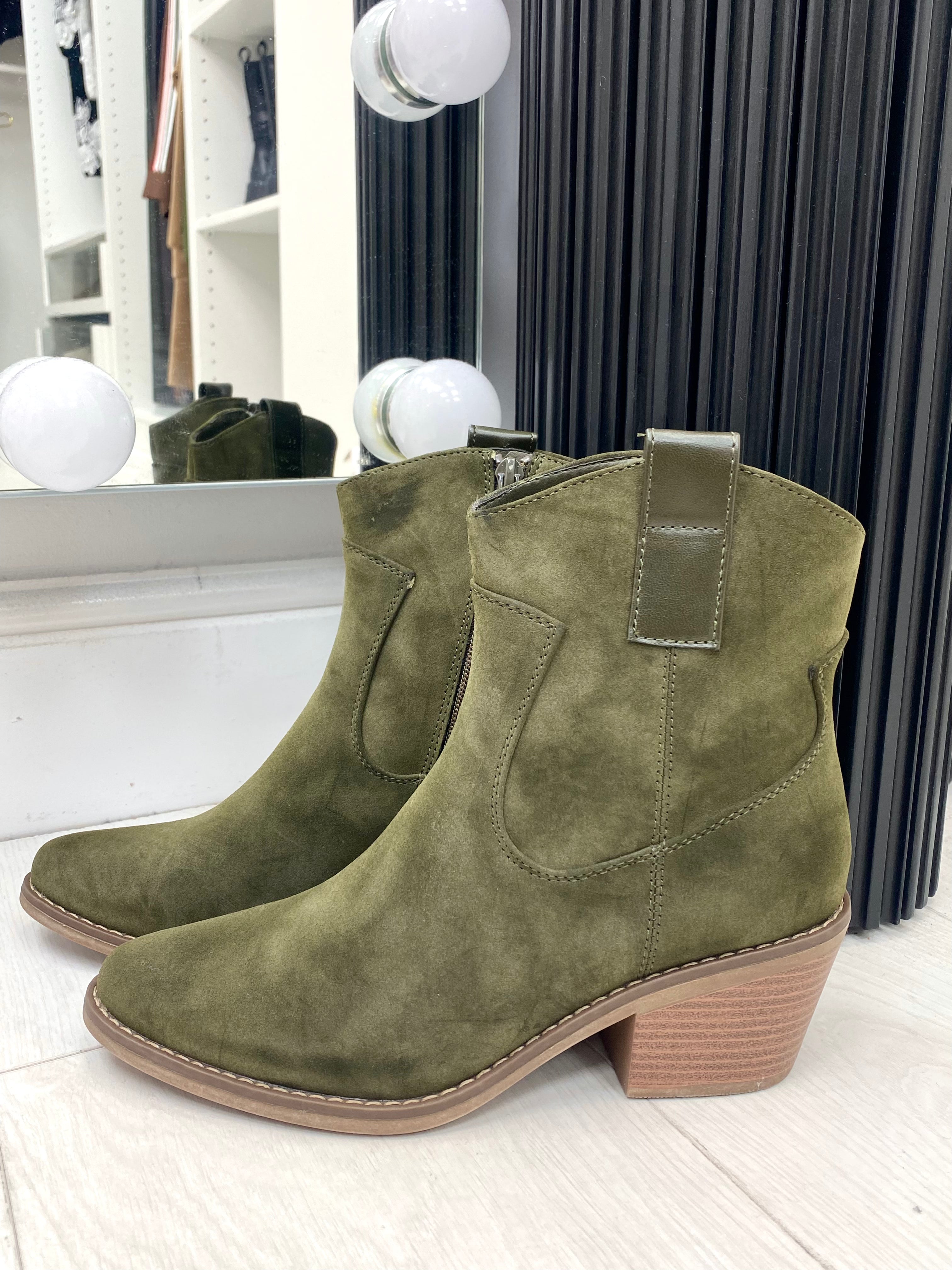 Charlena Faux Suede Western Ankle Boot