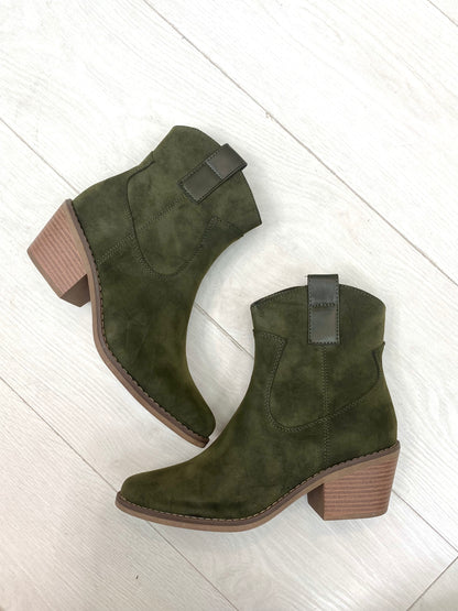 Charlena Faux Suede Western Ankle Boot
