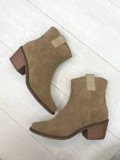 Charlena Faux Suede Western Ankle Boot