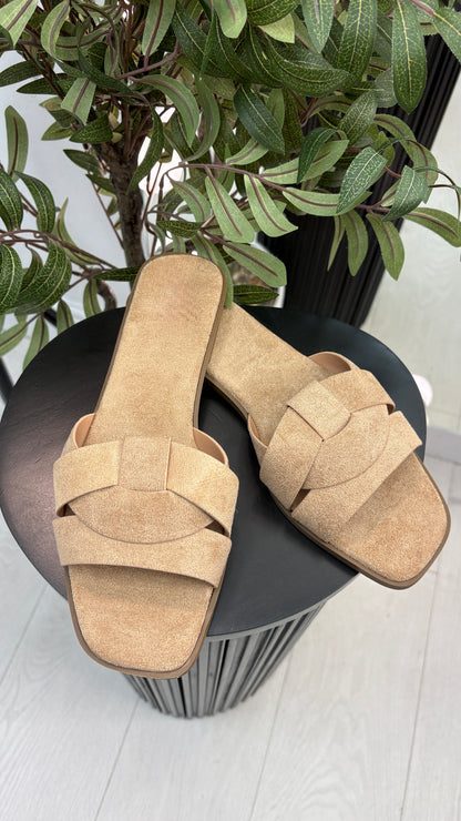 Khloe Faux Suede Flat Sliders