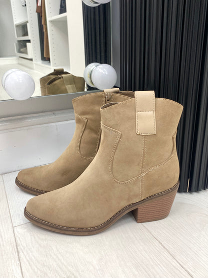 Charlena Faux Suede Western Ankle Boot