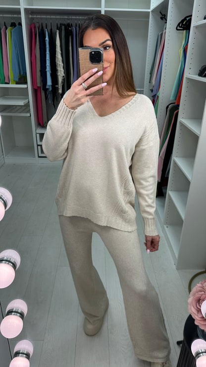 Cordella Plain Cable Detail Loungewear Set