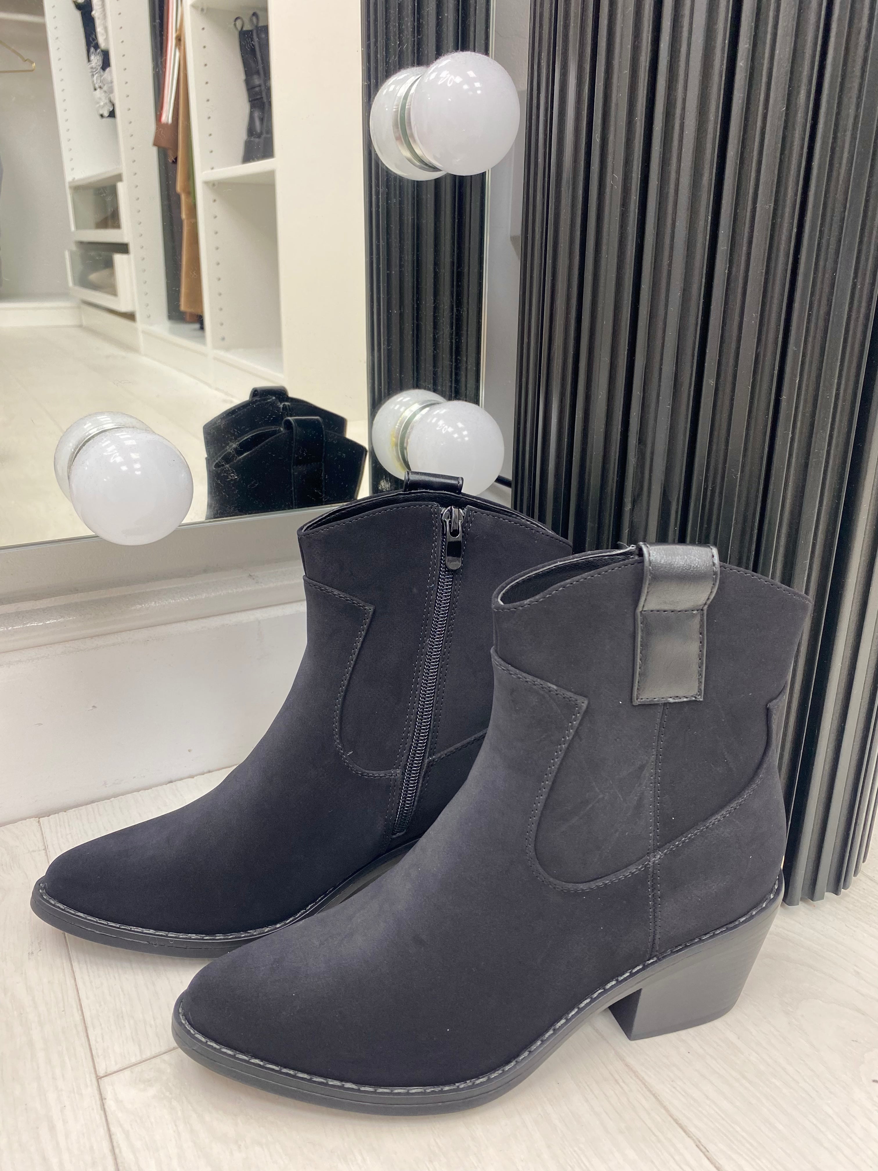 Charlena Faux Suede Western Ankle Boot