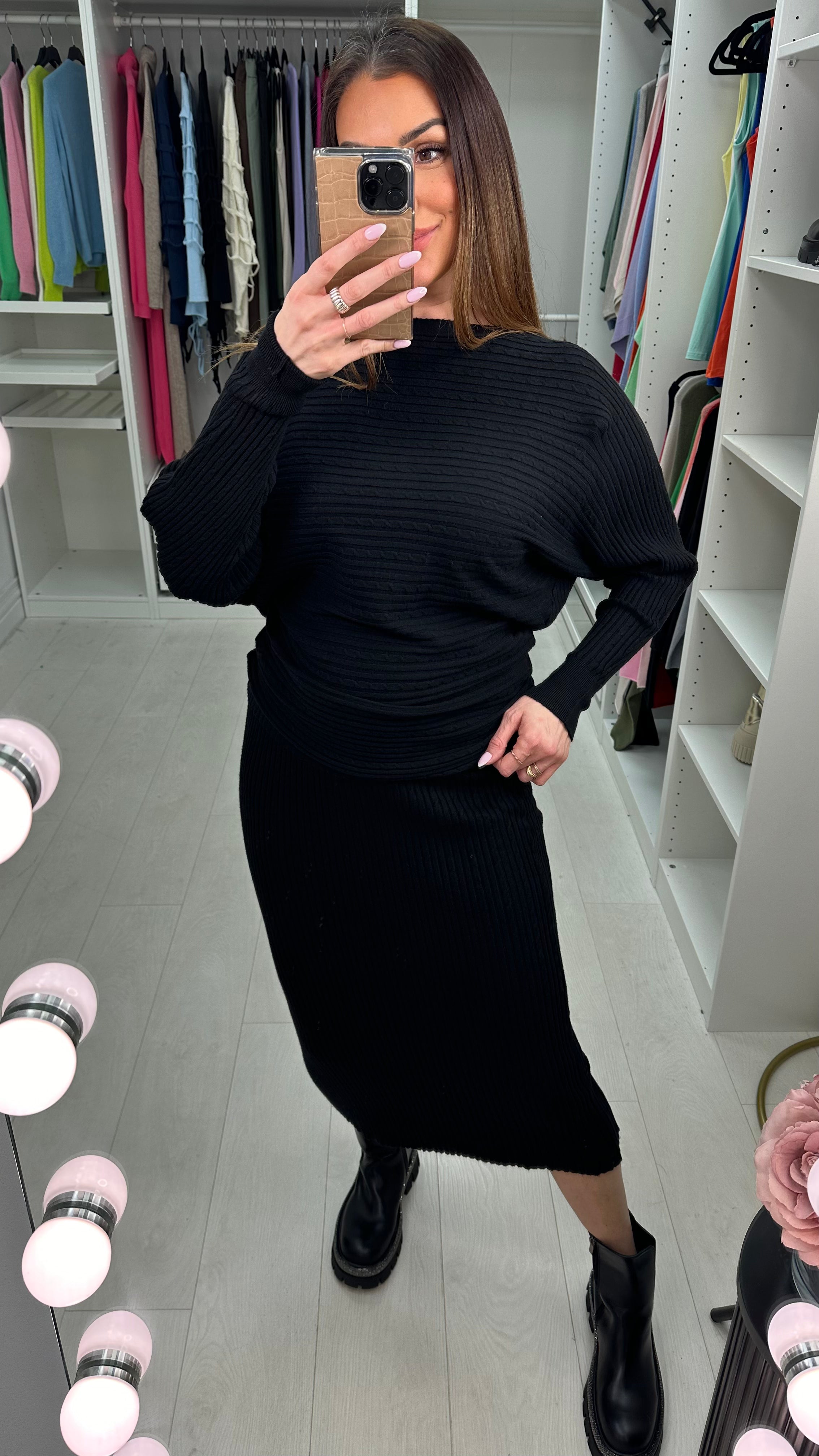 Freyanne Cable Detail Knitted Skirt Co-Ord Set