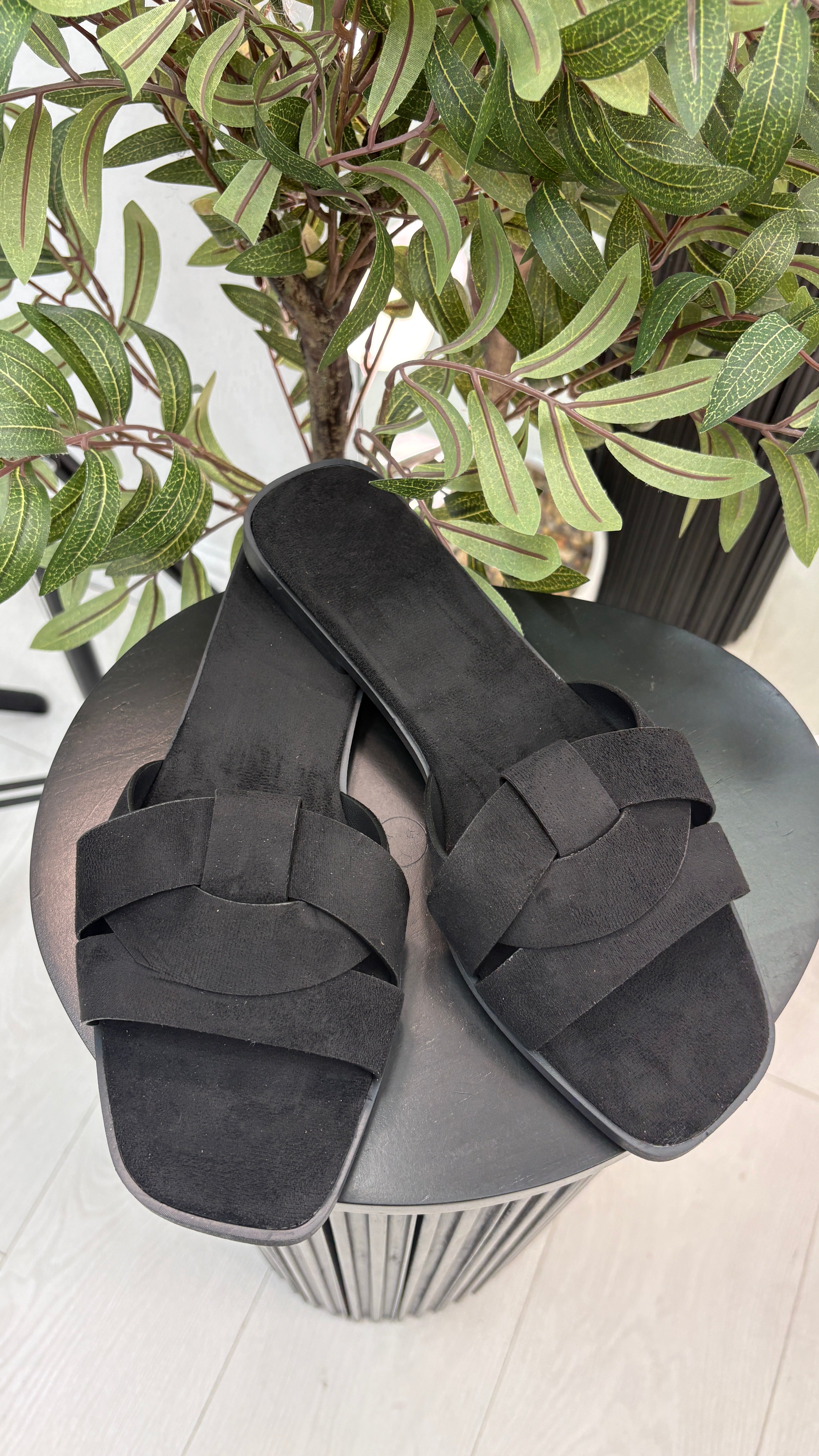 Khloe Faux Suede Flat Sliders