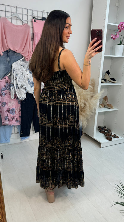 Cosima Embellished Neckline Strappy Maxi Dress