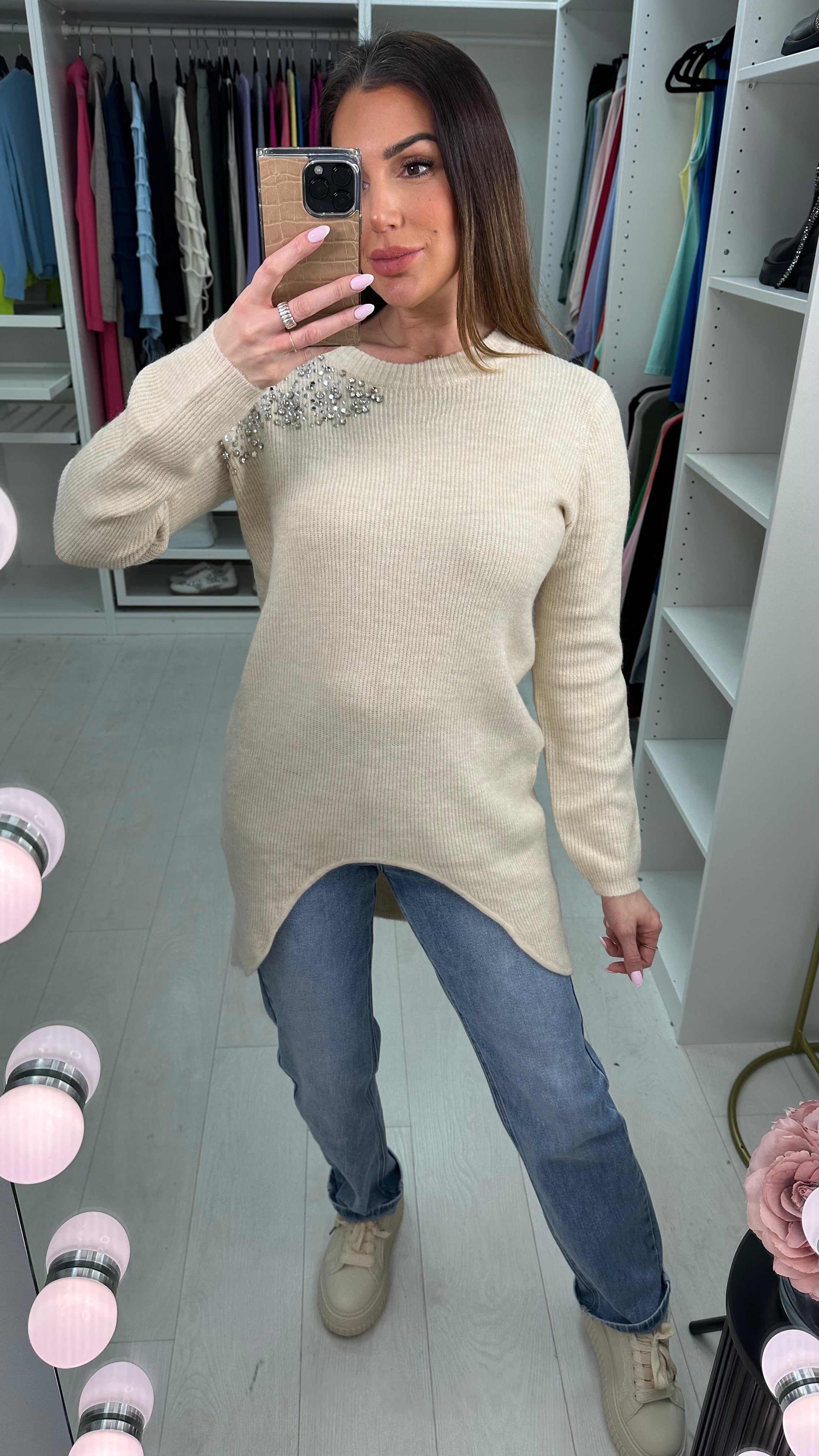 Alita Silver Star Gem Sparkle Shoulder Jumper