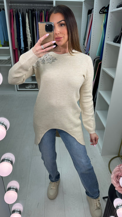 Alita Silver Star Gem Sparkle Shoulder Jumper