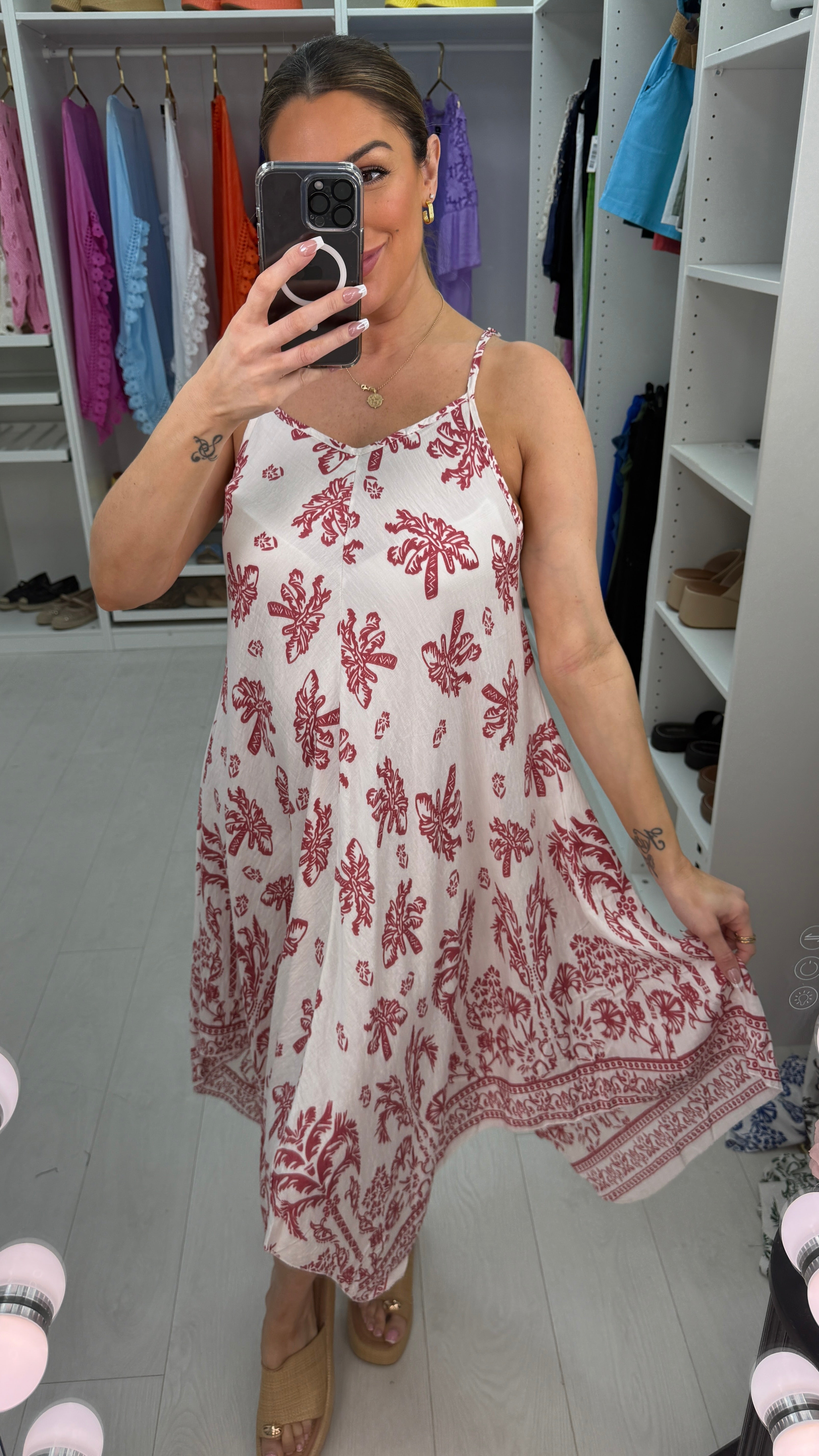 Constance Palm Dress Print Loose Fit Strappy Dress