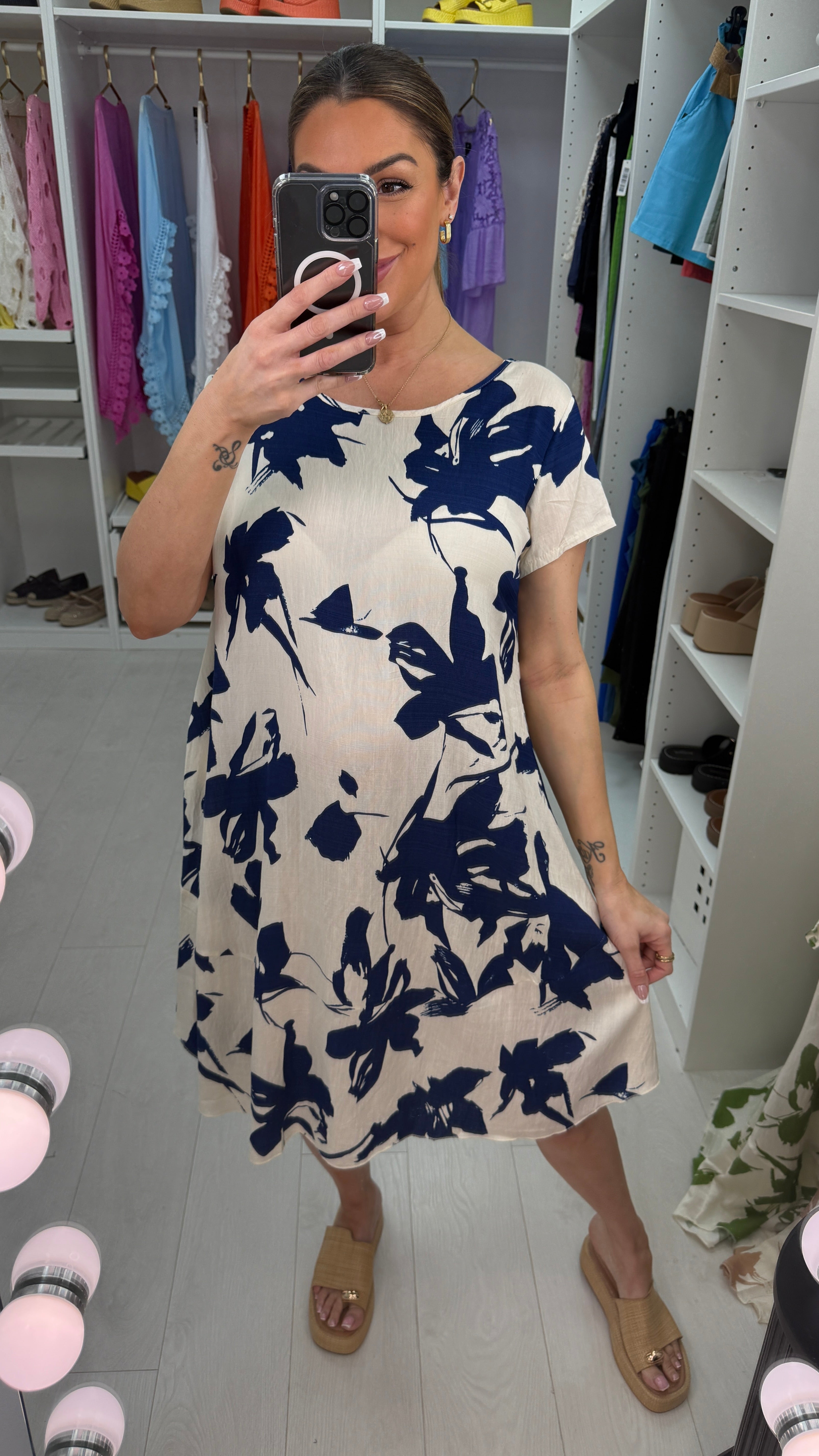 Hadley Abstract Print Loose Fit Midi Dress