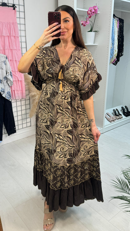 Aniston Sequin & Embroidered Detail Maxi Dress