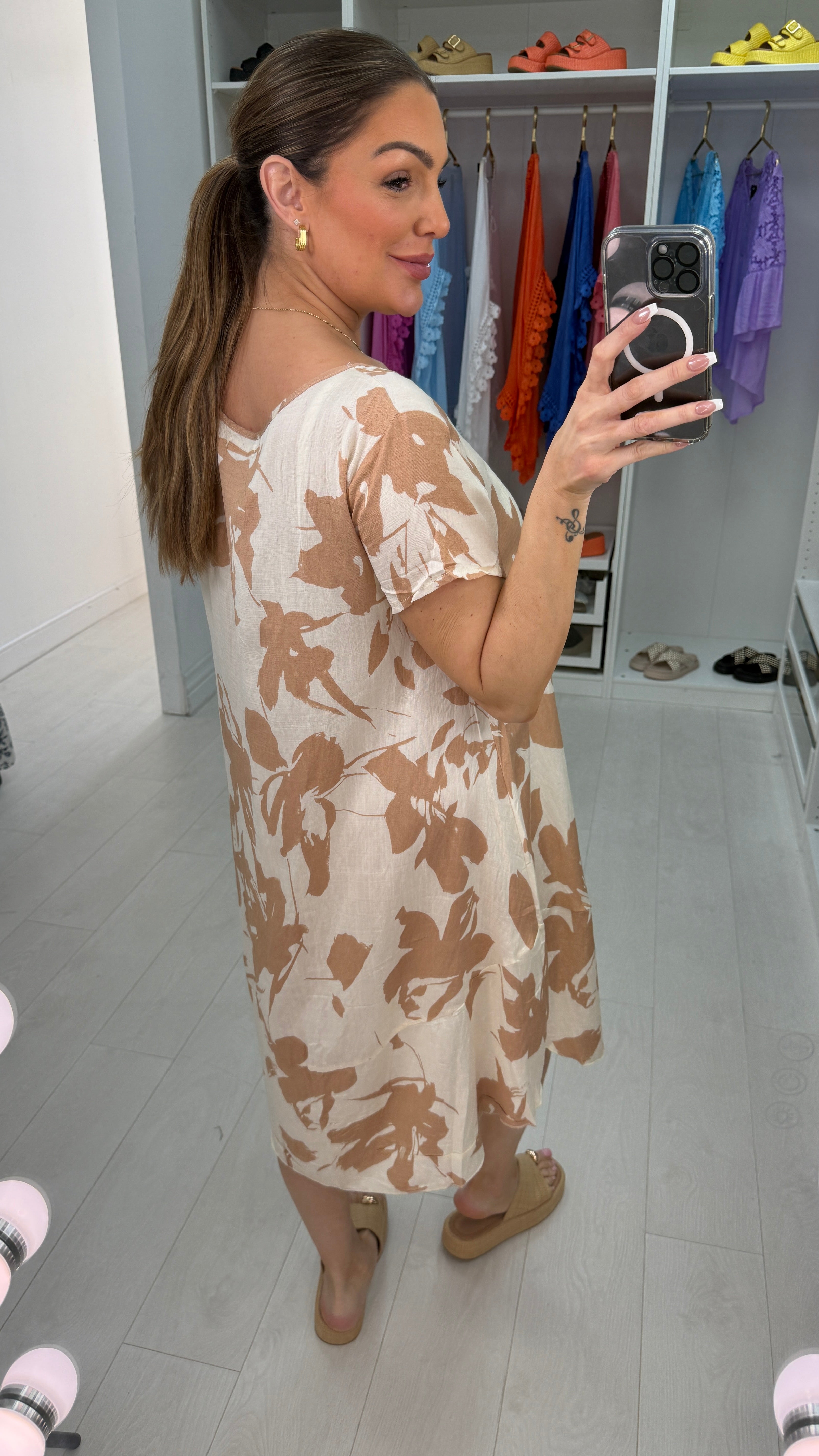 Hadley Abstract Print Loose Fit Midi Dress