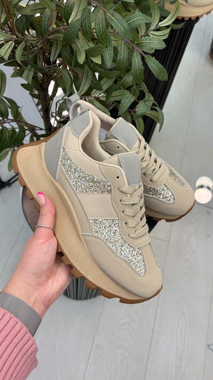 Corrine Glitter Detailed Chunky Sole Trainers