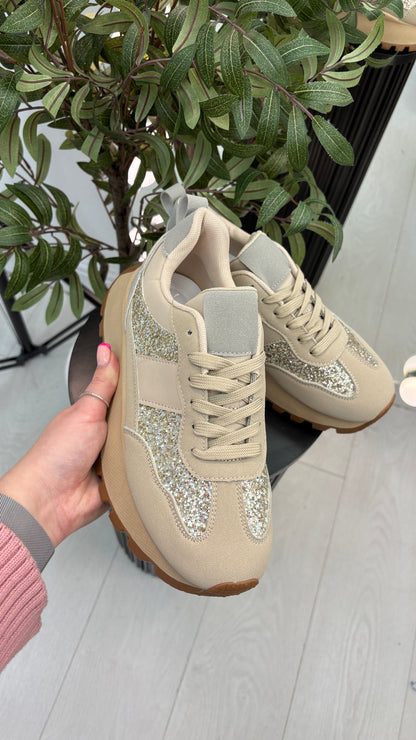 Corrine Glitter Detailed Chunky Sole Trainers