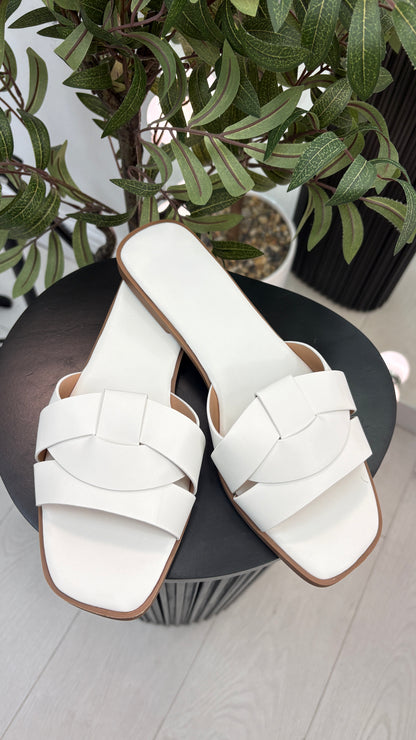 Shelby Plain Faux Leather Flat Sliders