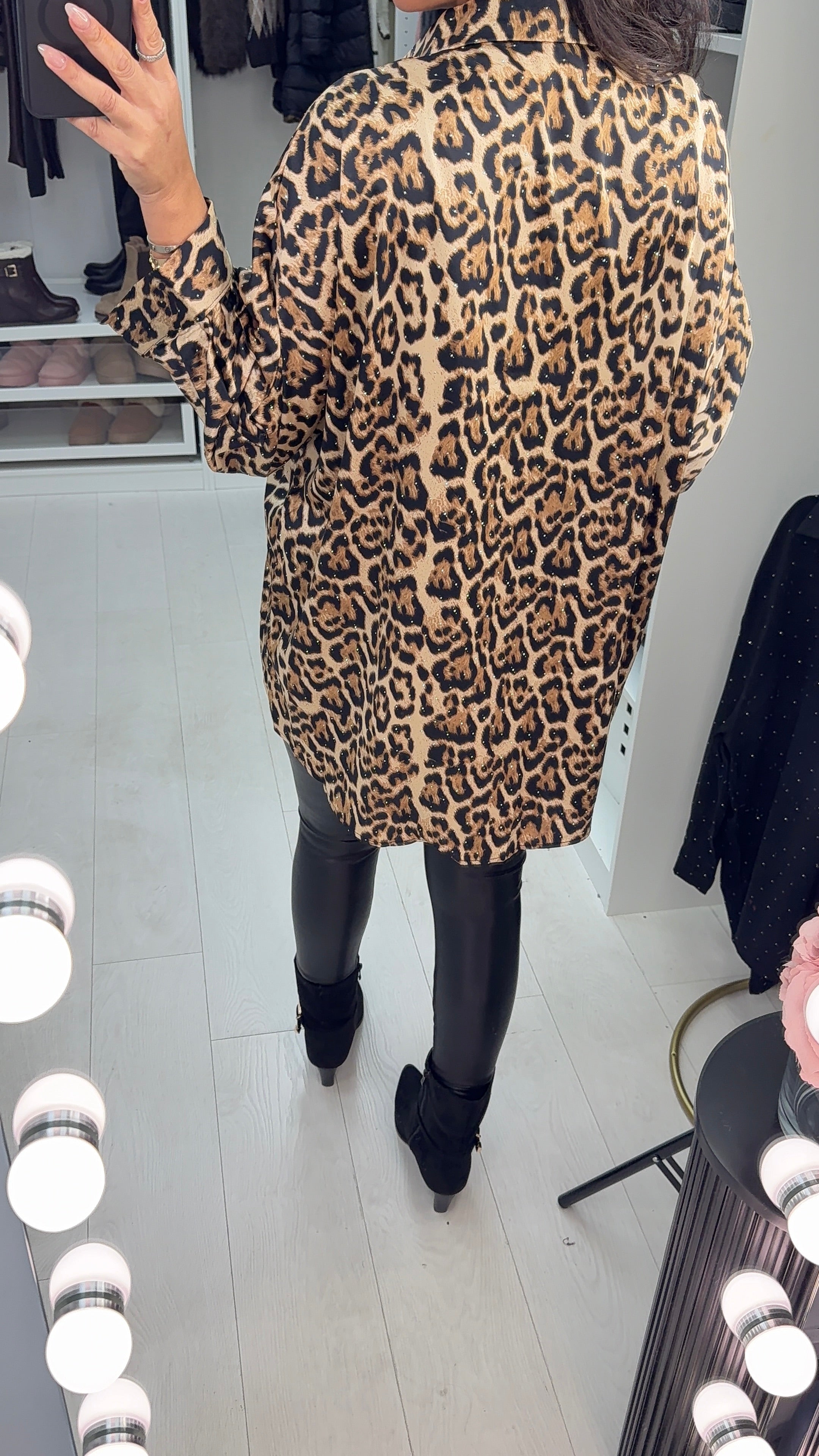 Campbell Leopard Print Diamante Embellished Shirt