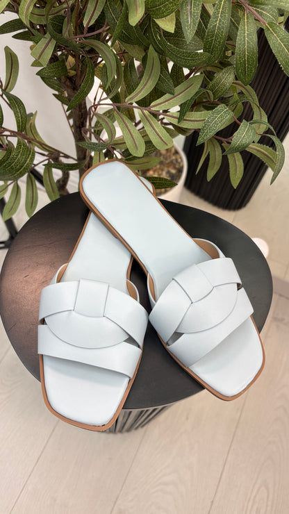 Shelby Plain Faux Leather Flat Sliders