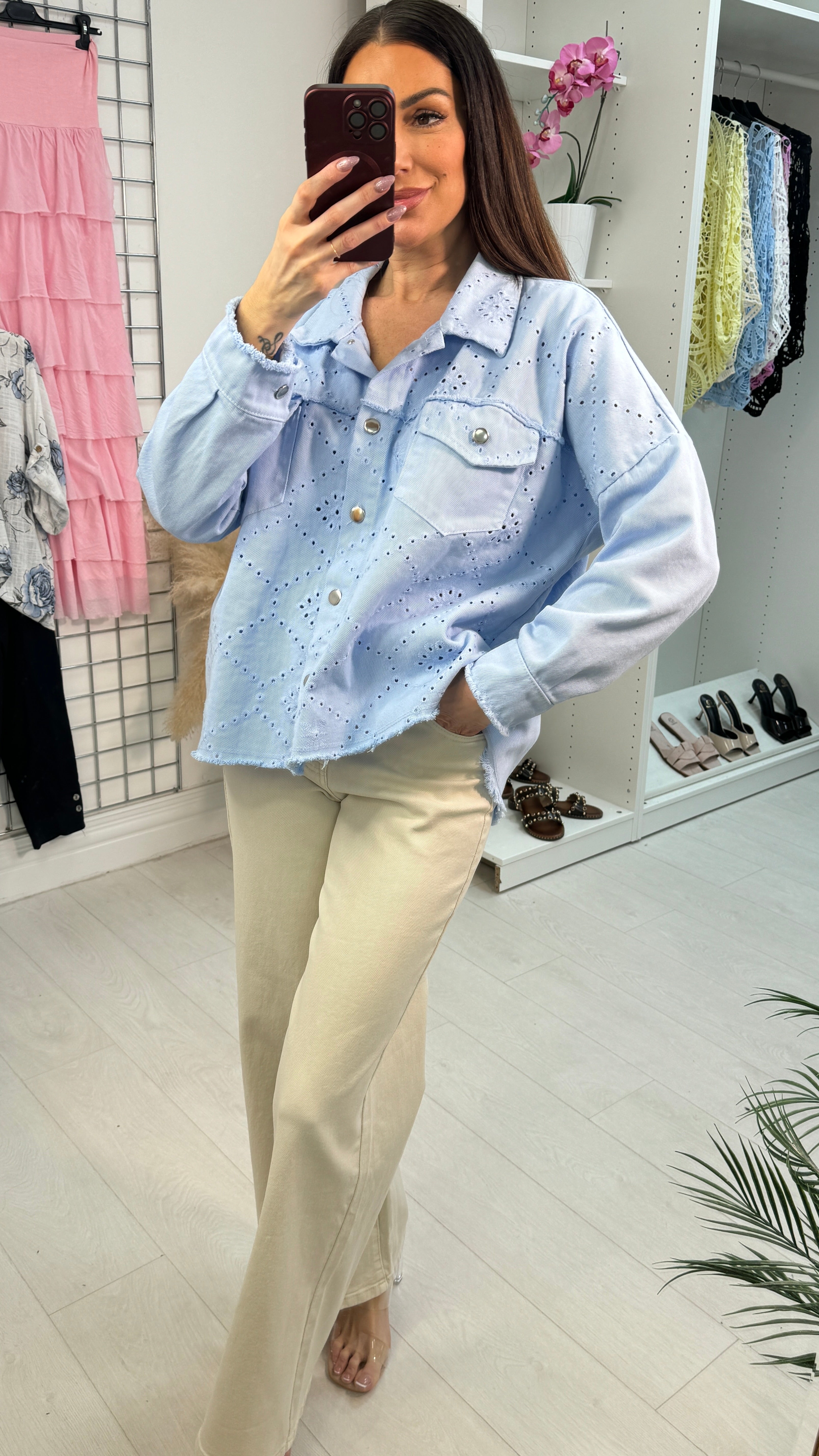 Skylar Embroidered Detail Denim Shirt