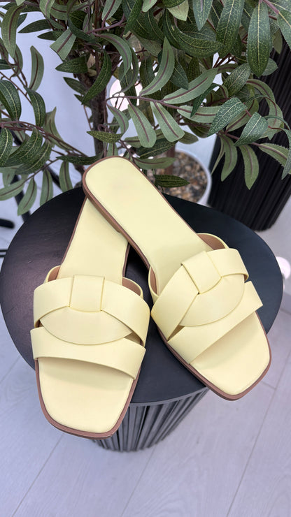 Shelby Plain Faux Leather Flat Sliders