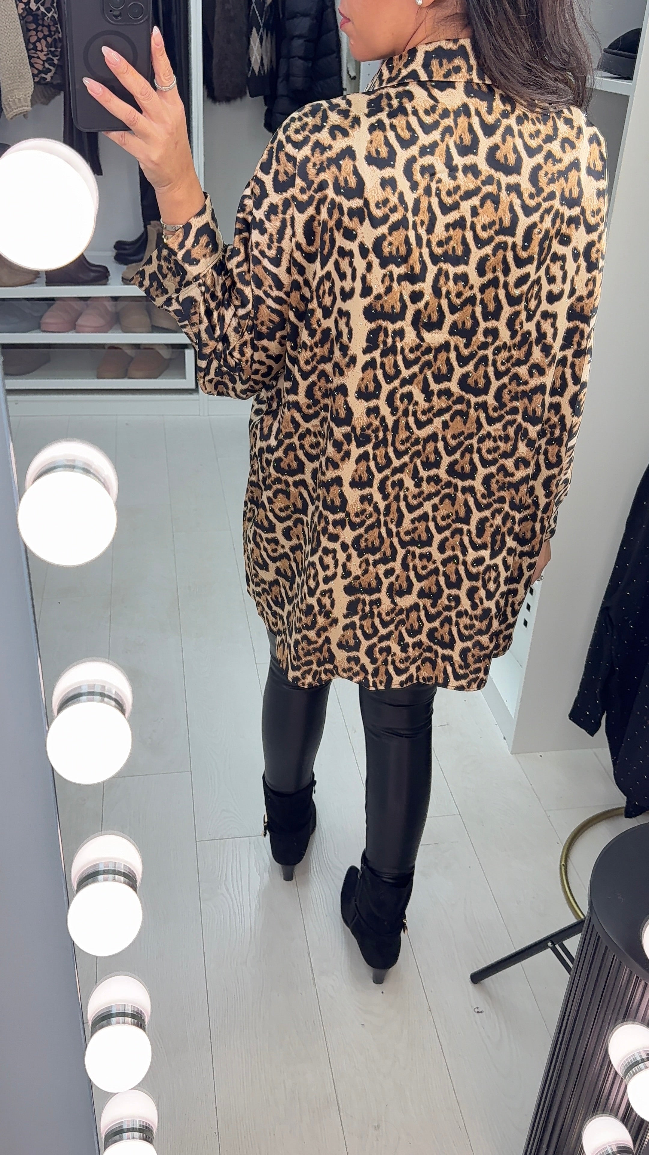 Campbell Leopard Print Diamante Embellished Shirt