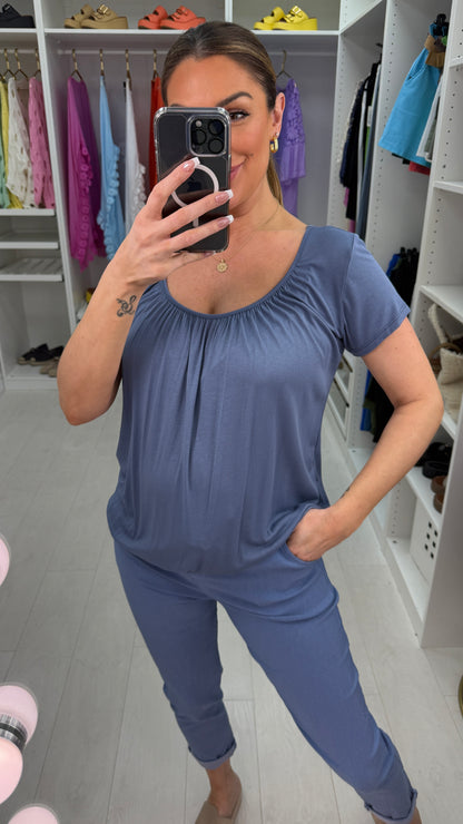 Rona Plain Round Neck Elasticated Hem Top