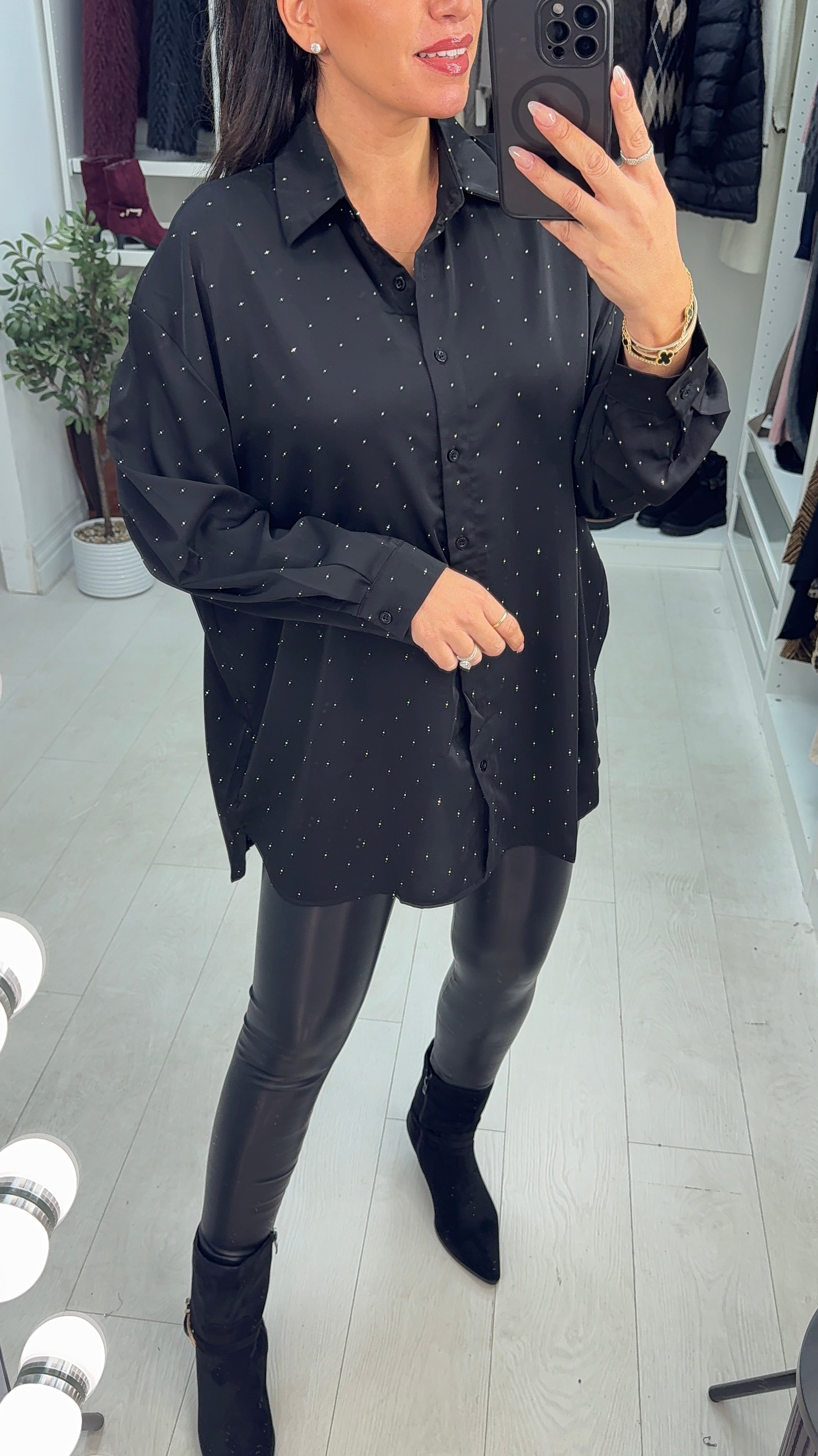 Audrey Diamante Embellished Loose Fit Shirt