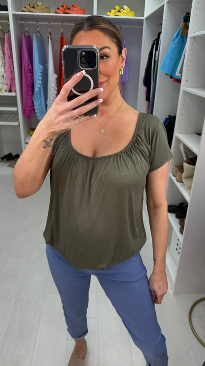 Rona Plain Round Neck Elasticated Hem Top