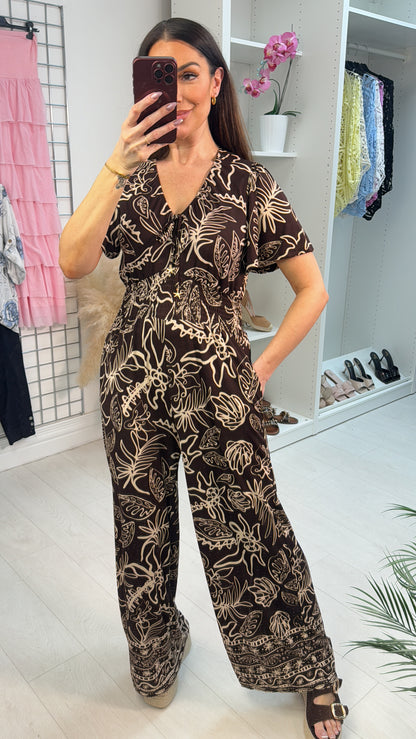 Kellie Shirred Waist V Neck Magic Jumpsuit