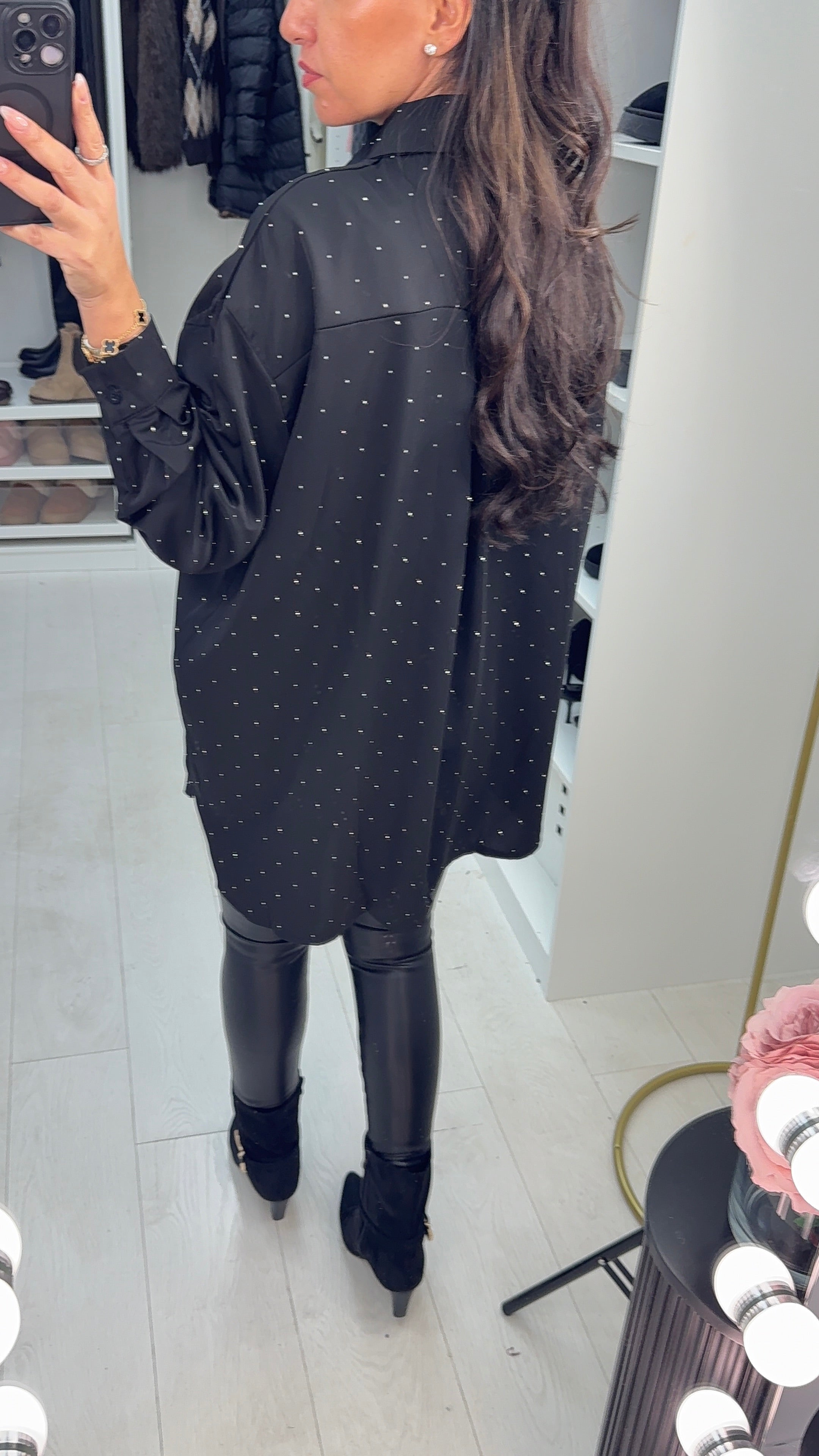 Audrey Diamante Embellished Loose Fit Shirt