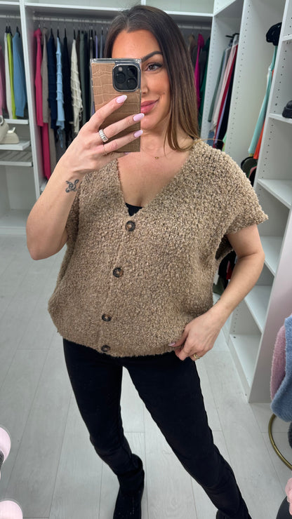 Adeline Boucle  Sleeveless Knit Cardigan