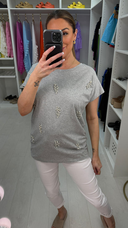 Kelly Plain Embellished Heart Detail T-Shirt