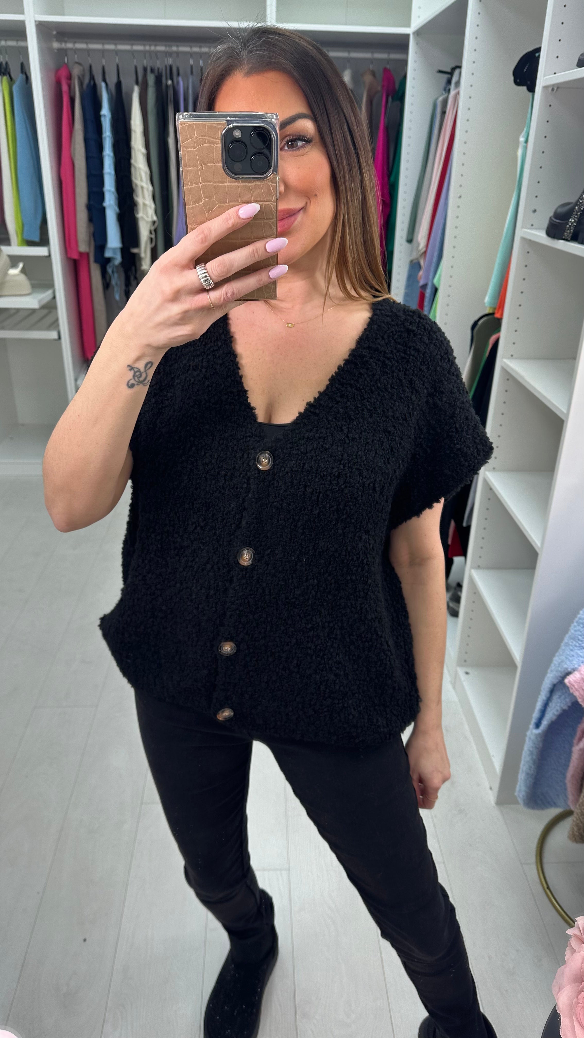 Adeline Boucle  Sleeveless Knit Cardigan