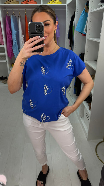 Kelly Plain Embellished Heart Detail T-Shirt