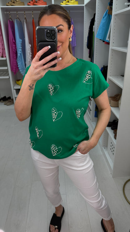 Kelly Plain Embellished Heart Detail T-Shirt