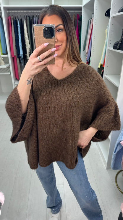 Felisha Plain V Neck Loose Fit Jumper