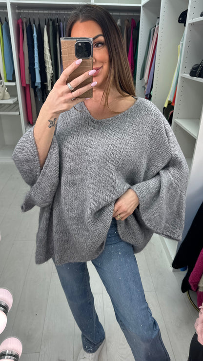 Felisha Plain V Neck Loose Fit Jumper