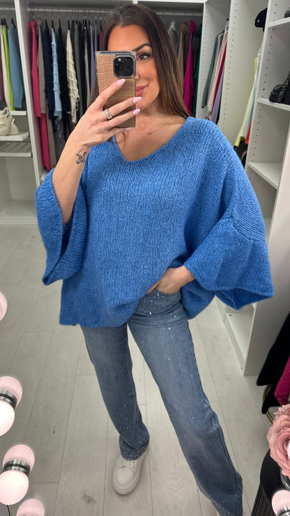 Felisha Plain V Neck Loose Fit Jumper