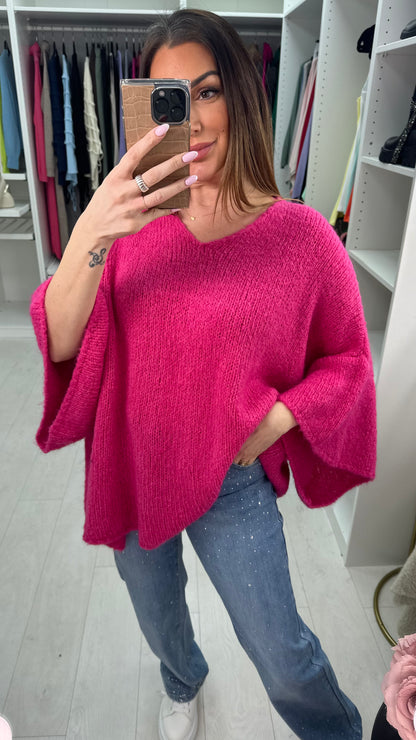 Felisha Plain V Neck Loose Fit Jumper