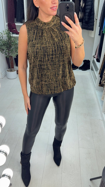 Addie Metallic High Night Bubble Hem Top