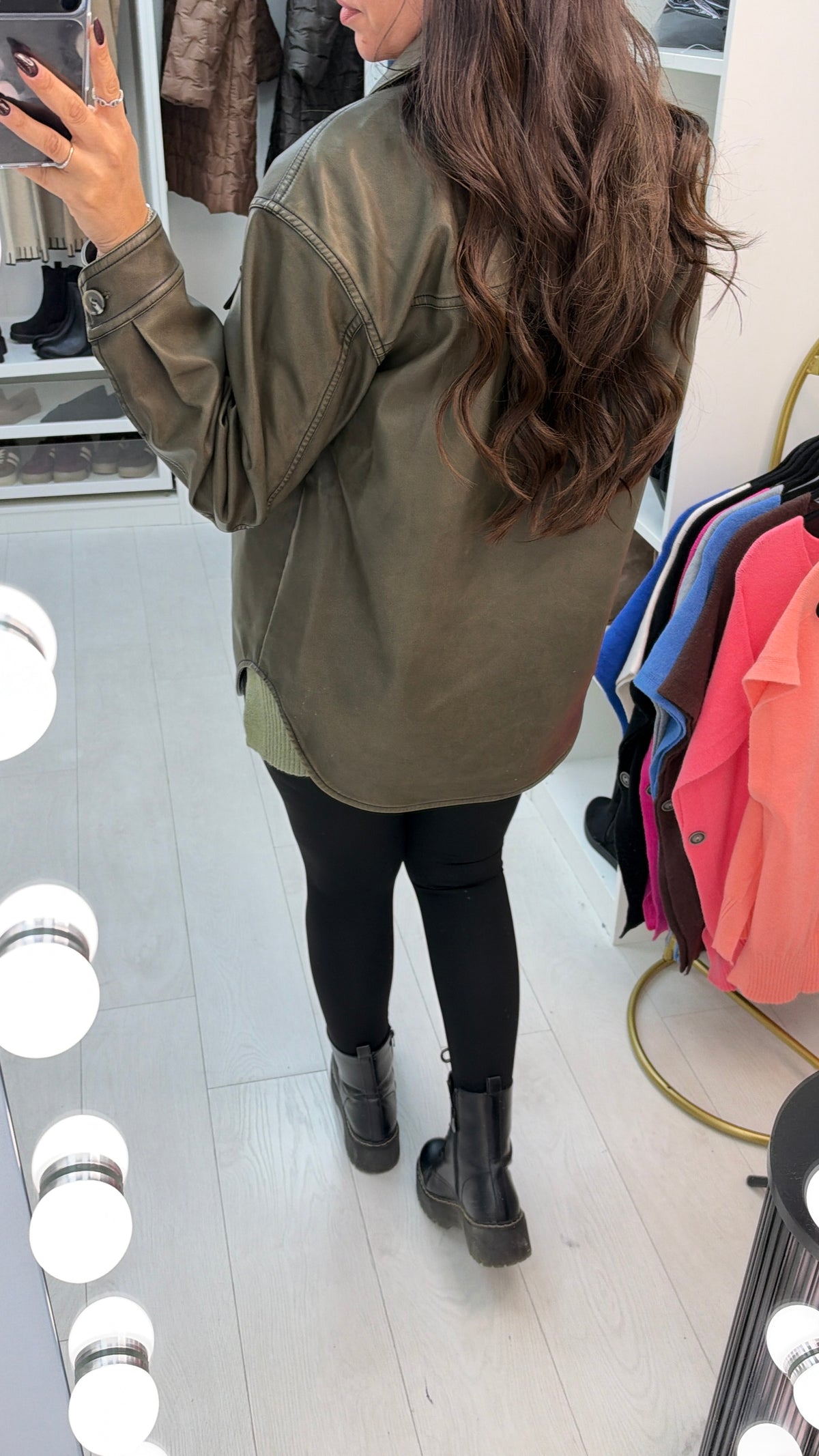 Brooklyn Dipped Hem Faux Leather Shirt