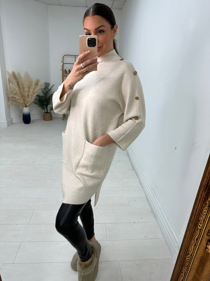 Vivian Button Detailed Longline Jumper