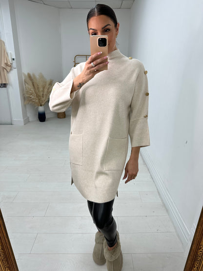 Vivian Button Detailed Longline Jumper