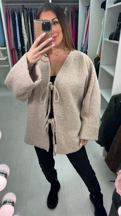 Georgie Boucle Tie Front Cardigan