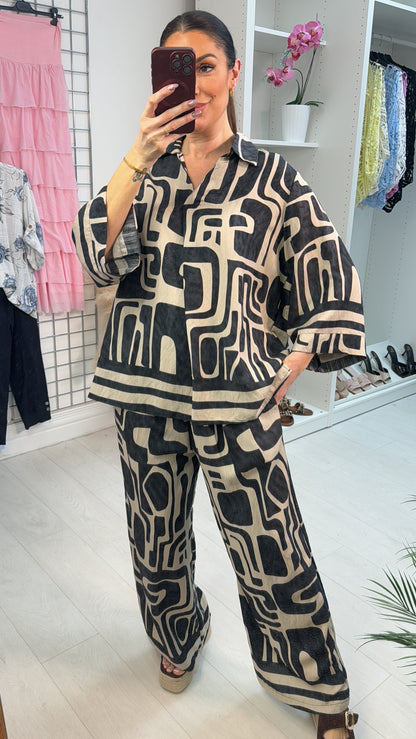 Deborah Abstract Print Loose Fit Co-Ord Set