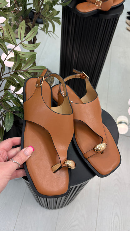 Tazia Faux Leather Square Toe Sandals