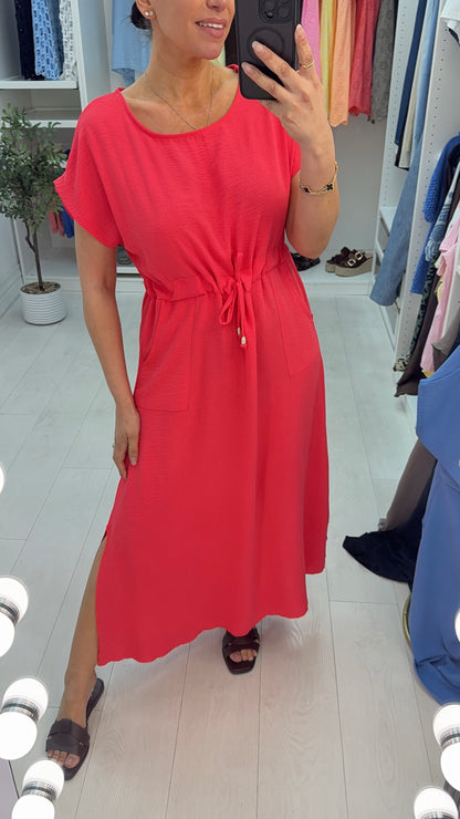 Kamila Plain Drawstring Waist Maxi Dress