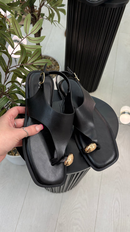 Tazia Faux Leather Square Toe Sandals